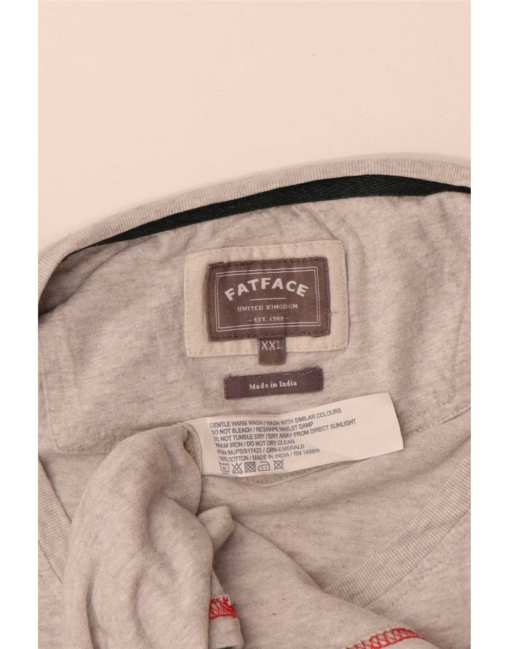 Męski top Fat Face z długim rękawem 2XL, szara, bawełniana w bloki kolorów