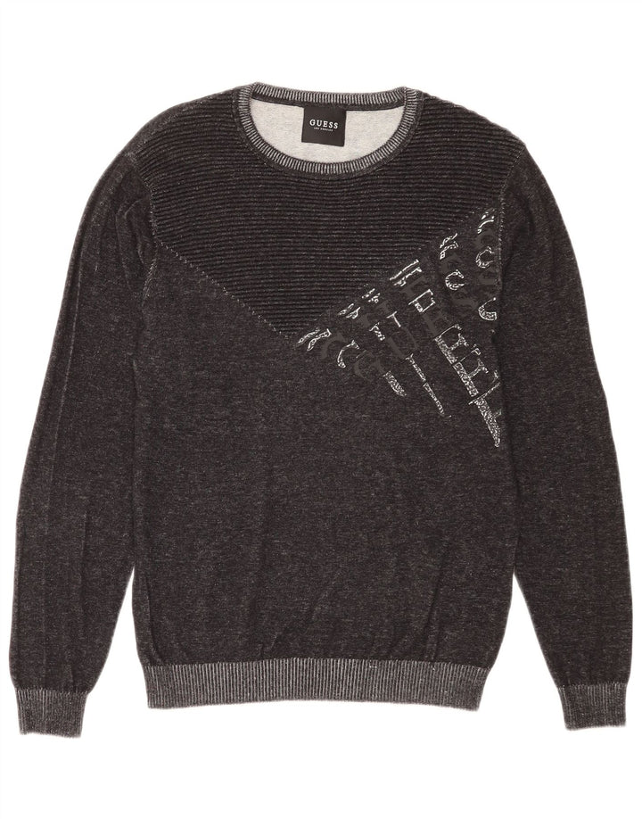 Męska bluza Guess z grafiką, duża, szara, bawełniana