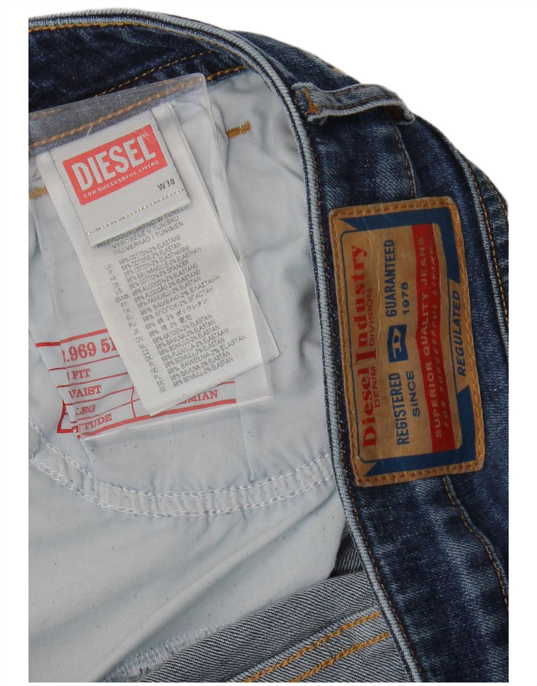 DIESEL Damskie jeansy Bootcut W30 L28 Granatowe, bawełniane