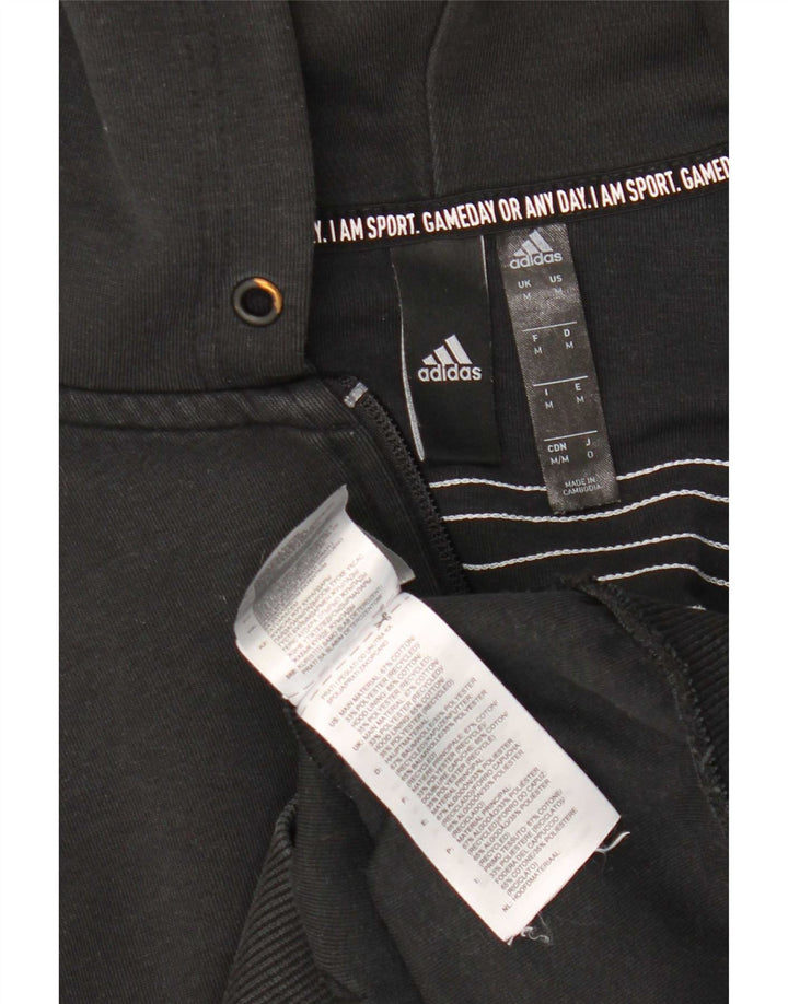 Adidas Męski sweter z kapturem i zamkiem błyskawicznym, średni czarny, bawełniany