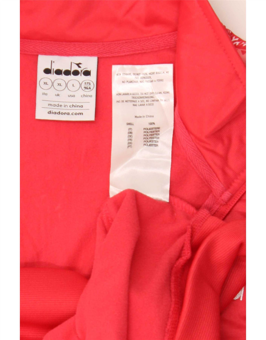 Damska kurtka dresowa Diadora z grafiką UK 18 XL, czerwona, poliestrowa
