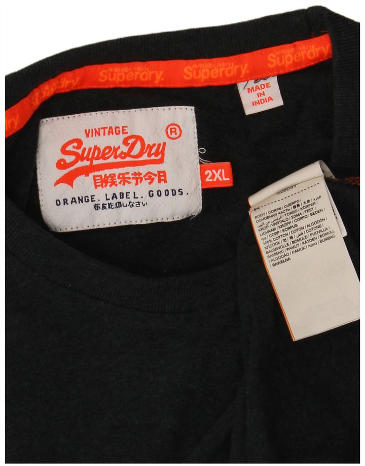 SUPERDRY Męski T-shirt Top 2XL Zielona bawełna