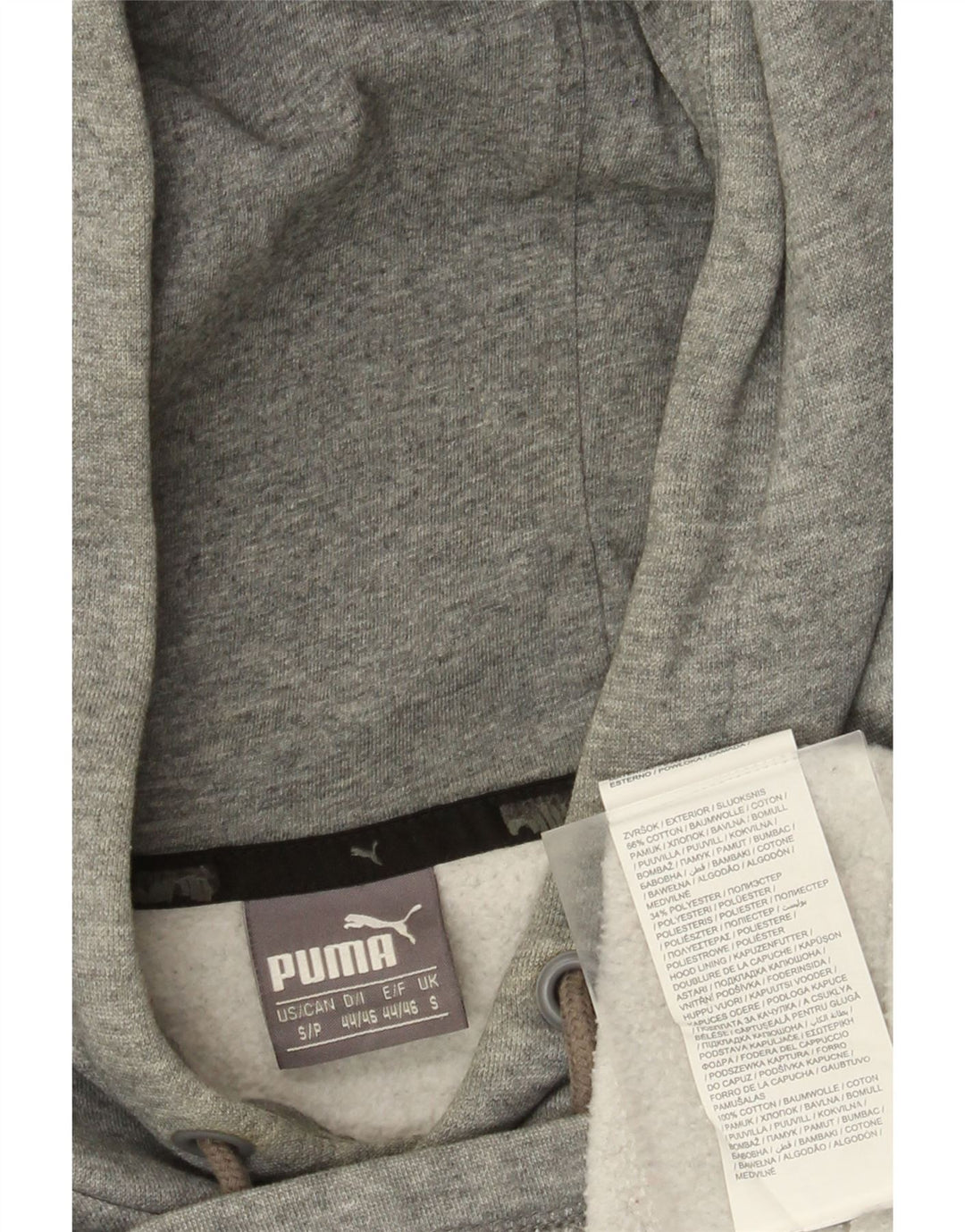 Męski sweter z kapturem Puma z grafiką, mały, szary, bawełniany z blokami kolorów