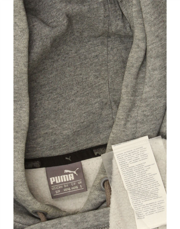 Męski sweter z kapturem Puma z grafiką, mały, szary, bawełniany z blokami kolorów