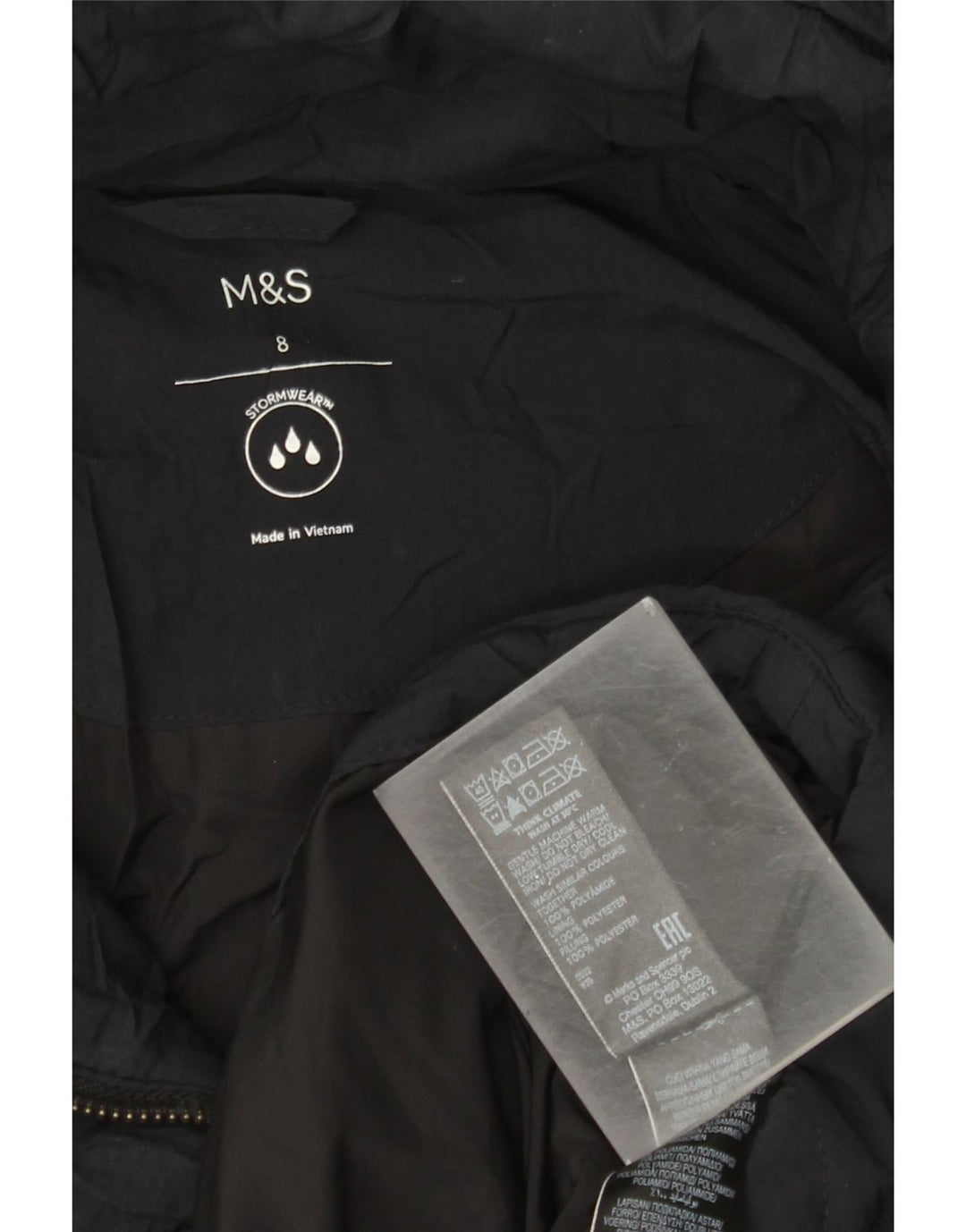 Marks & Spencer Damska Pikowana Kurtka z Kapturem, Oversize, UK 8 Mała, Czarna