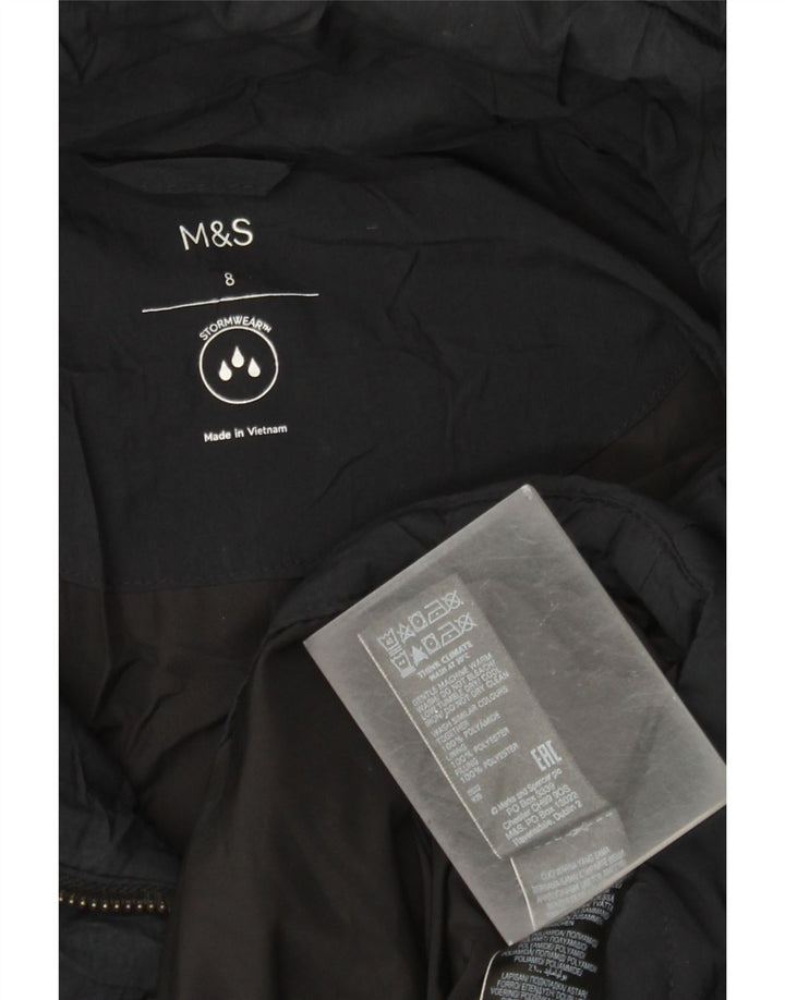 Marks & Spencer Damska Pikowana Kurtka z Kapturem, Oversize, UK 8 Mała, Czarna