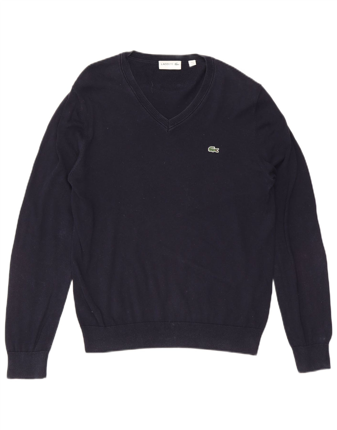Lacoste Męski sweter z dekoltem w kształcie litery V, rozmiar 4, średni granatowy, bawełniany