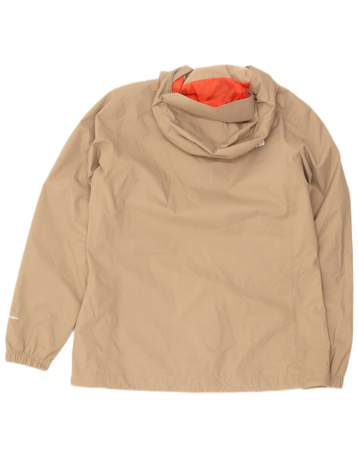 Damska kurtka przeciwdeszczowa z kapturem The North Face UK 14, duża, beżowa, poliester