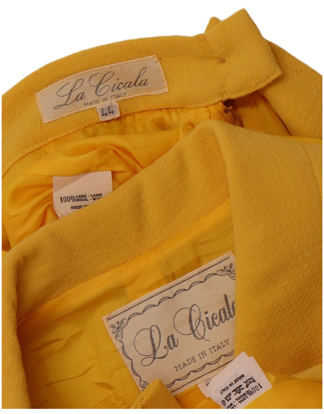 VINTAGE Damski komplet spódnic zapinanych na 4 guziki IT 44 Medium W26 Żółta wełna