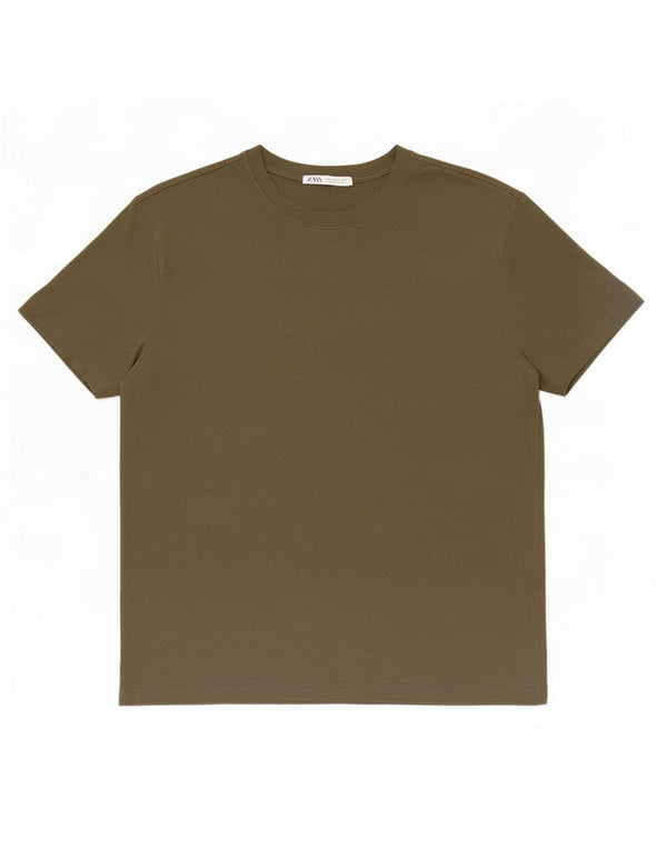 T-shirt damski Zara Top UK 10, mały, bawełniany khaki