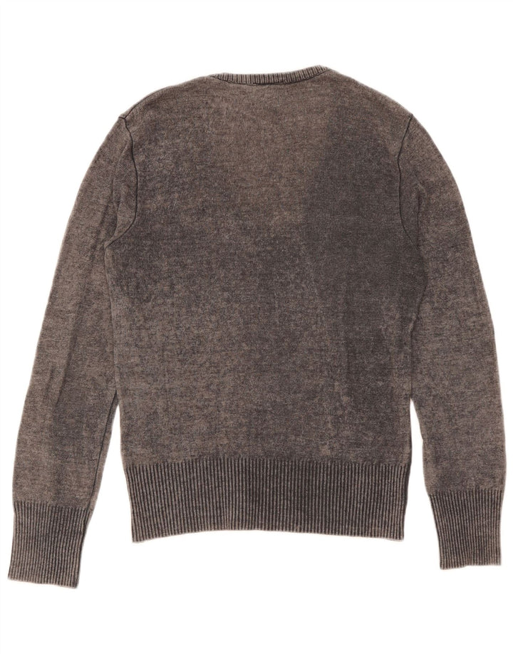 Dolce & Gabbana Damski sweter z graficznym dekoltem w kształcie litery V IT 44 Średni szary wełniany
