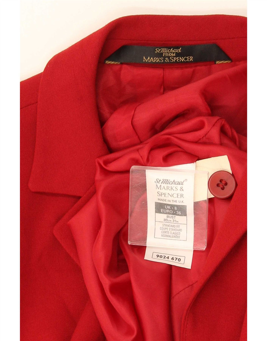Marks & Spencer Damska marynarka St. Michael Longline UK 8 Small Red