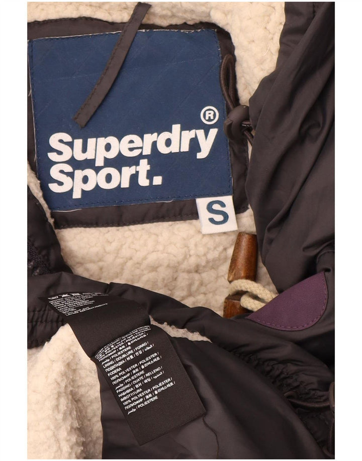 Męski płaszcz Superdry z kapturem Sherpa, wyściełany, UK 10, mały, szary poliester