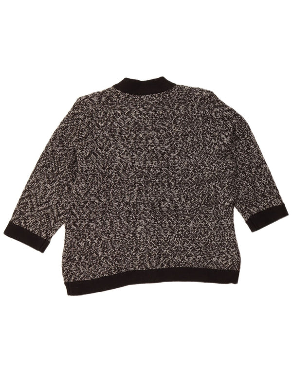 Marks & Spencer Damski sweter rozpinany UK 14, duży, czarny, nakrapiany