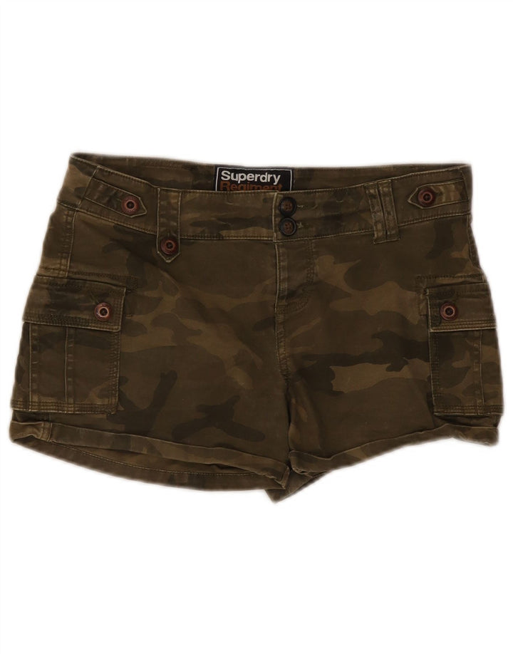 Damskie spodenki cargo Superdry, małe, W30, khaki, bawełna w kamuflażu