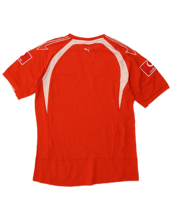 Męski T-shirt PUMA Ferrari z grafiką, mały, czerwony, bawełniany z blokami kolorów