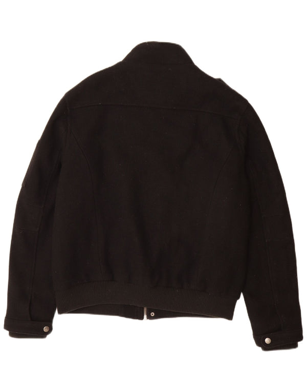 ANGELO LITRICO Męska wojskowa kurtka bomber UK 42 XL, czarna wełna