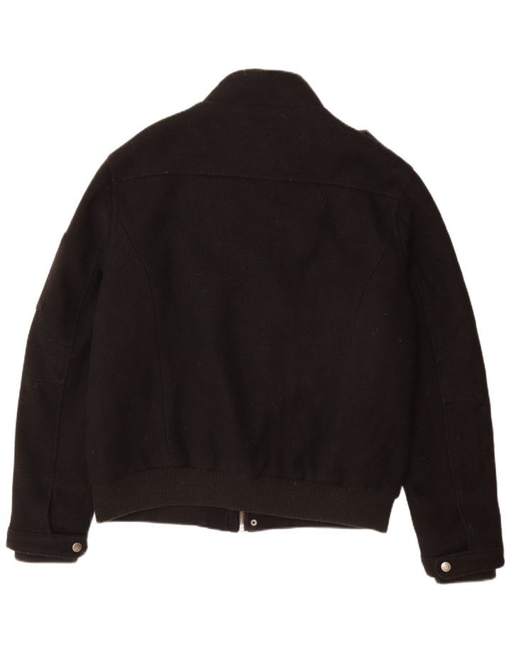 ANGELO LITRICO Męska wojskowa kurtka bomber UK 42 XL, czarna wełna