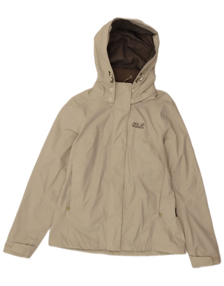 Damska kurtka przeciwdeszczowa z kapturem Jack Wolfskin UK 8/10 Small Beżowy poliamid