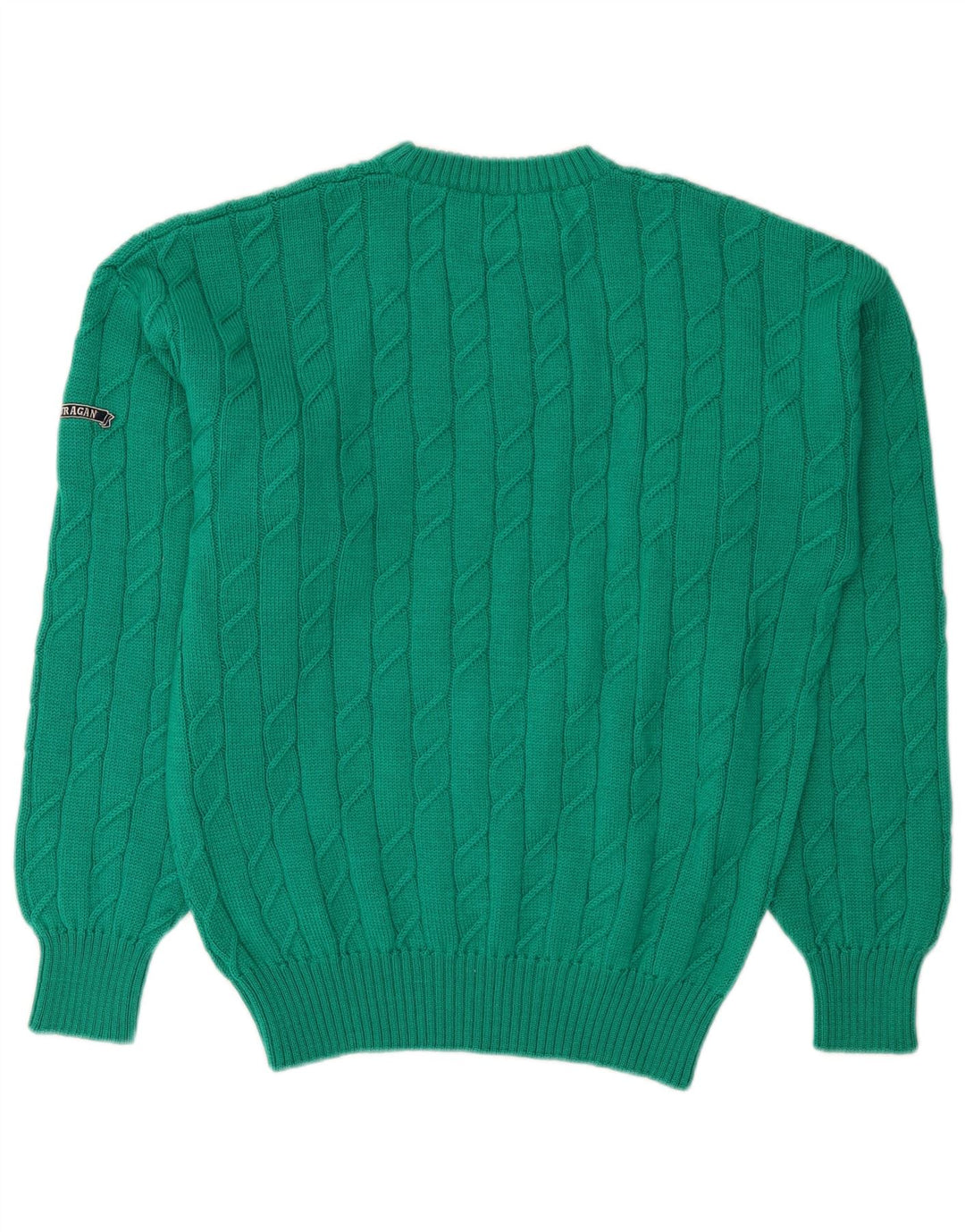Męski sweter z okrągłym dekoltem Ouragan, mały, zielony, z nowej wełny