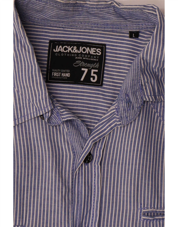 Męska koszula z krótkim rękawem Jack & Jones, duże, niebieskie prążki