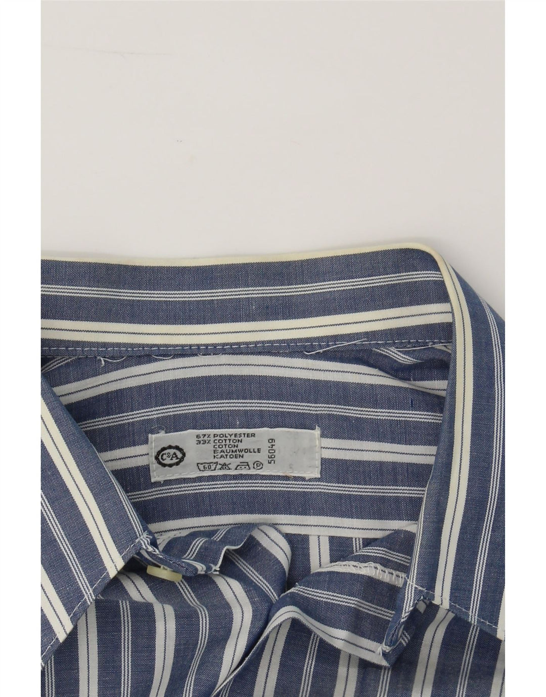 C&A Mens Short Sleeve Shirt Small Navy Blue Pinstripe Polyester Vintage C&A and Second-Hand C&A from Messina Hembry 