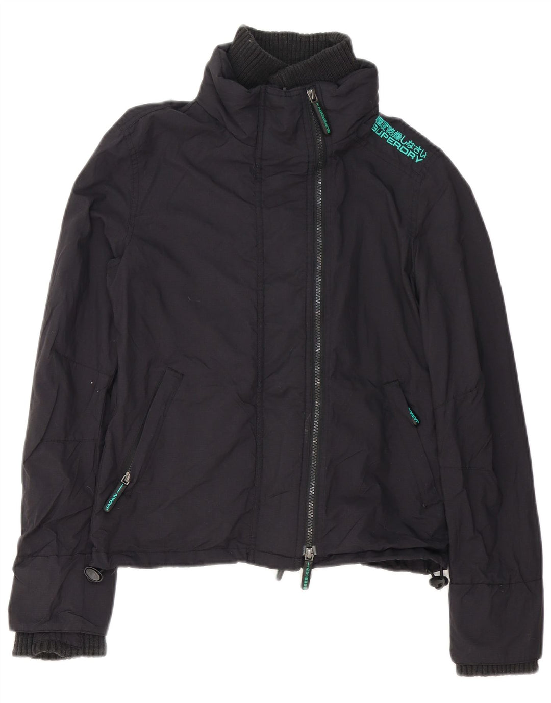 Damska kurtka wiatrówka Superdry Graphic UK 10, mała, czarna, poliester