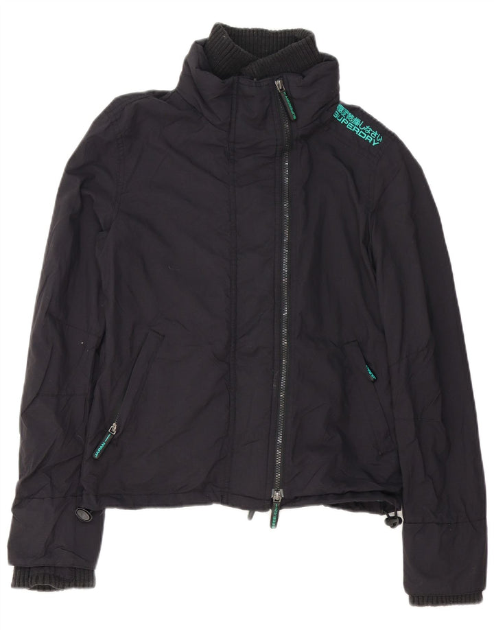 Damska kurtka wiatrówka Superdry Graphic UK 10, mała, czarna, poliester