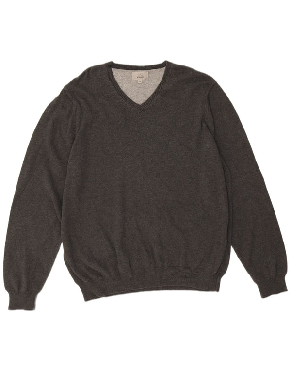 Marks & Spencer Męski sweter o regularnym kroju z dekoltem w kształcie litery V, XL, szary, bawełniany