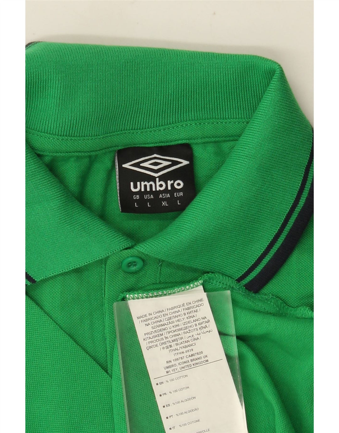 Męska koszulka polo UMBRO, duża, zielona, bawełniana w bloki kolorów