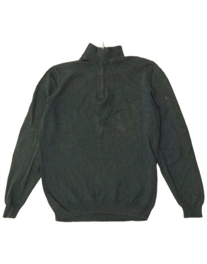 Męski sweter zapinany na zamek Massimo Dutti, średniozielony, bawełniany