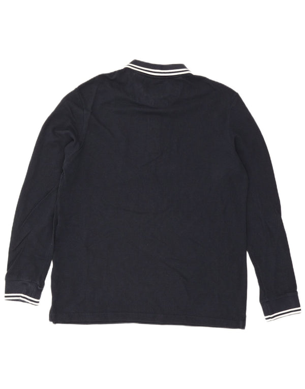 Męska koszulka polo z długim rękawem Lyle & Scott XL, granatowa, bawełniana