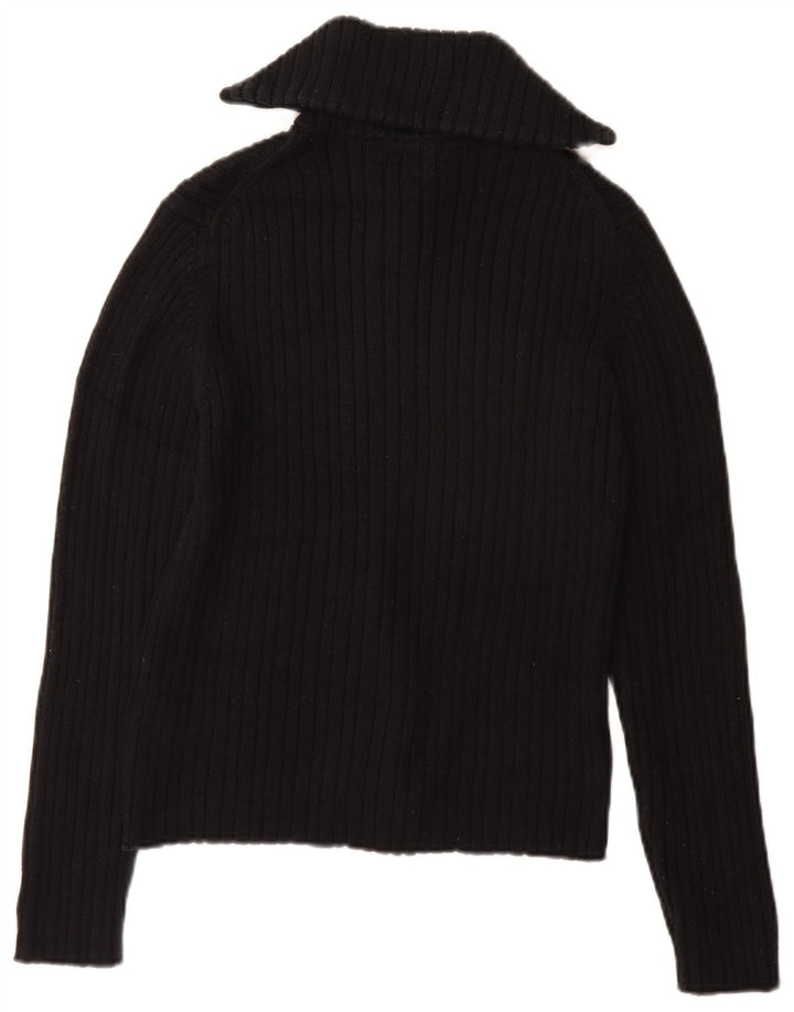 MARKS & SPENCER Damski sweter rozpinany UK 12, średni czarny, bawełniany