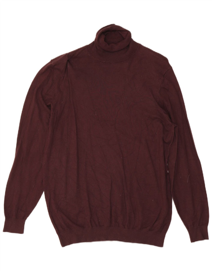 Męski sweter Zara z golfem, średni burgund