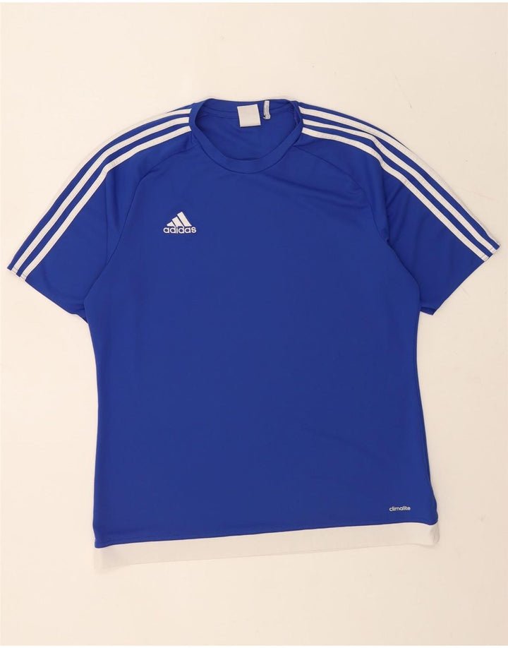 Adidas Męska koszulka Climalite Top, duża, niebieska, poliestrowa z blokami kolorów
