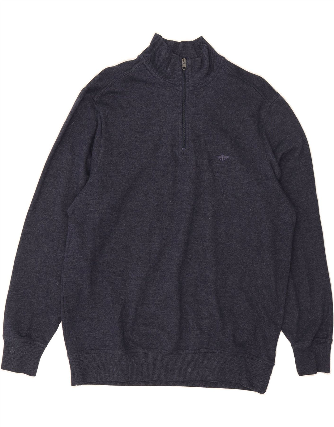 DOCKERS Mens Zip Neck Sweatshirt Jumper Large Navy Blue Cotton Vintage Dockers and Second-Hand Dockers from Messina Hembry 