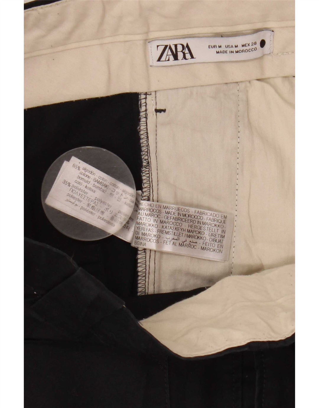 Krótkie spodnie damskie Zara, średnie W28 L24, czarne, bawełniane
