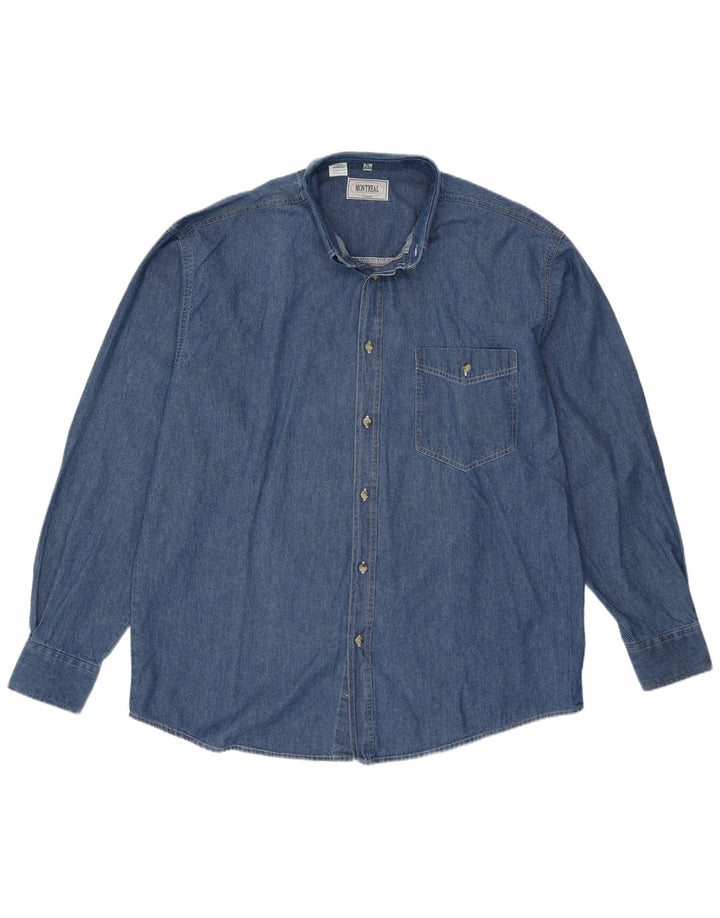 Męska koszula dżinsowa VINTAGE rozmiar 43/44 XL, niebieska, bawełniana