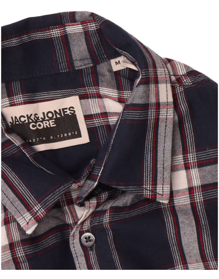 Koszula flanelowa męska Jack & Jones, bawełniana, w średnią granatową kratkę
