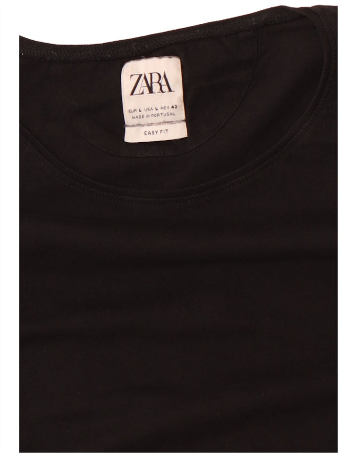T-shirt damski Zara Easy Fit Top UK 14, duży, czarny