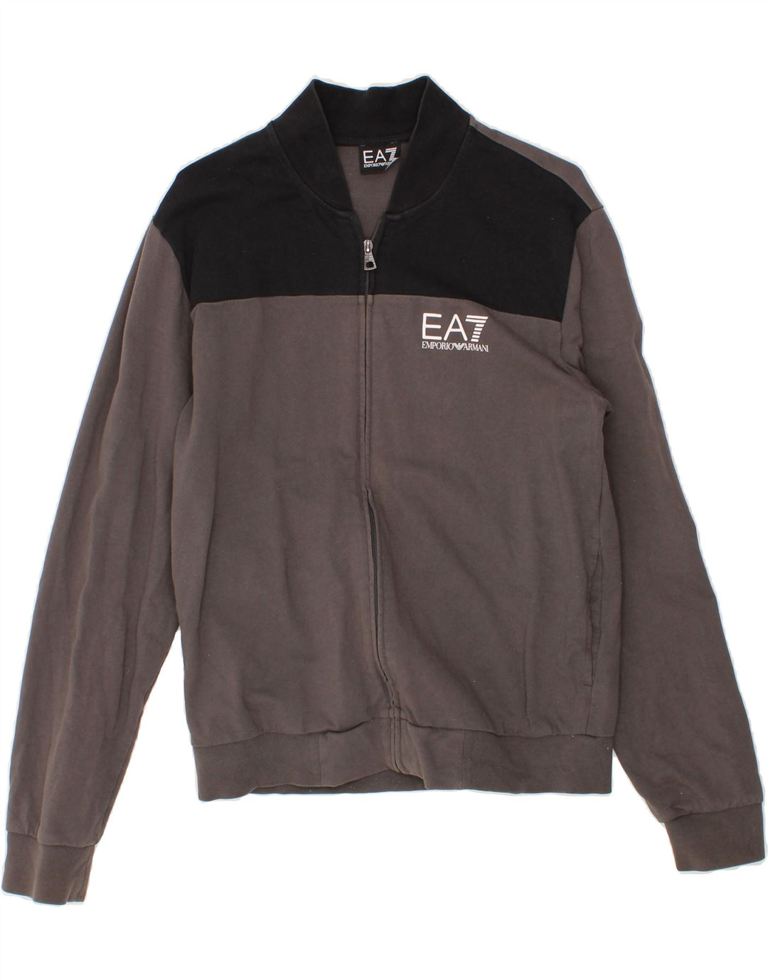 EMPORIO ARMANI Womens Tracksuit Top Jacket UK 14 Medium Grey Colourblock Vintage Emporio Armani and Second-Hand Emporio Armani from Messina Hembry 