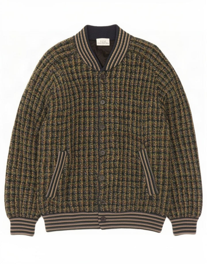 Vintage męska dzianinowa kurtka bomber 3XL wielobarwna nakrapiana dziewicza wełna