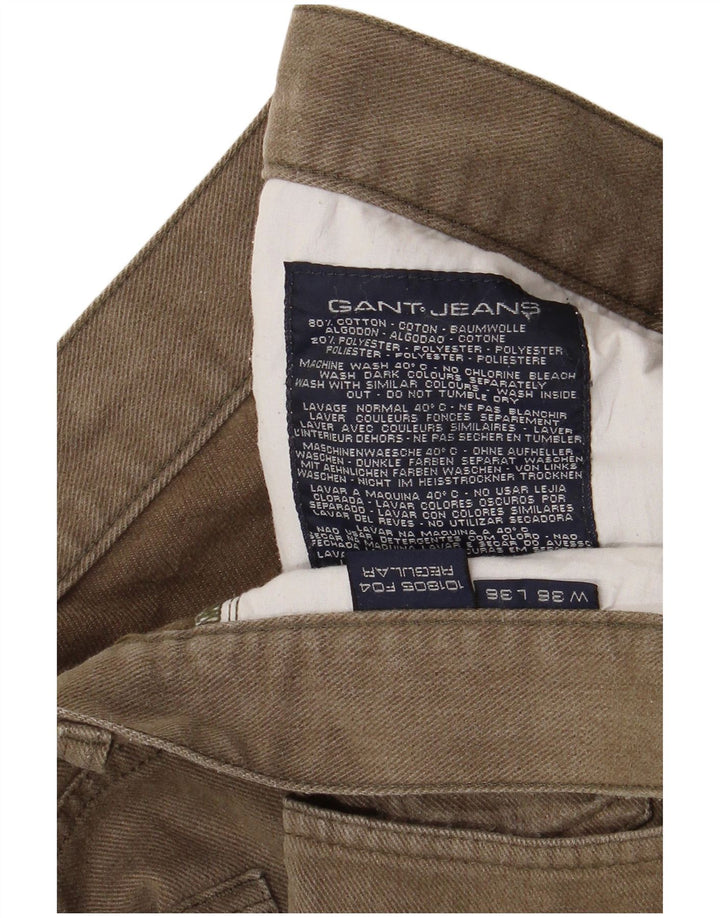 Męskie proste dżinsy GANT o regularnym kroju W36 L32, bawełna khaki