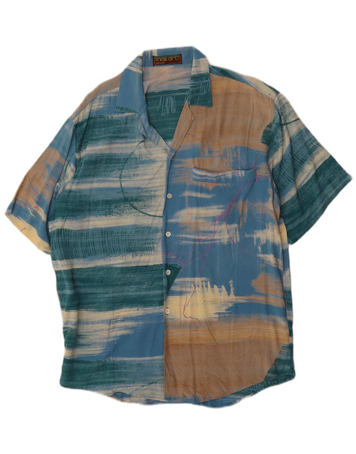 Koszula męska z krótkim rękawem w stylu vintage, abstrakcyjny wzór, średnia, wielobarwna