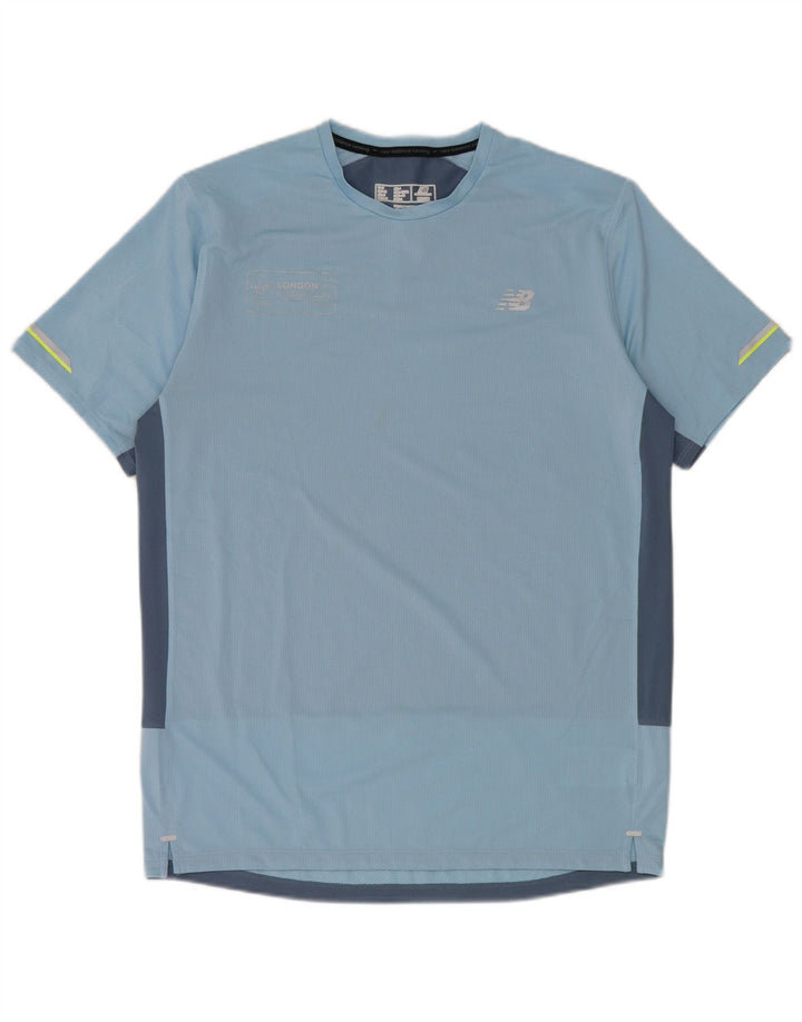 T-shirt męski New Balance Top, średni niebieski, poliester z blokami kolorów
