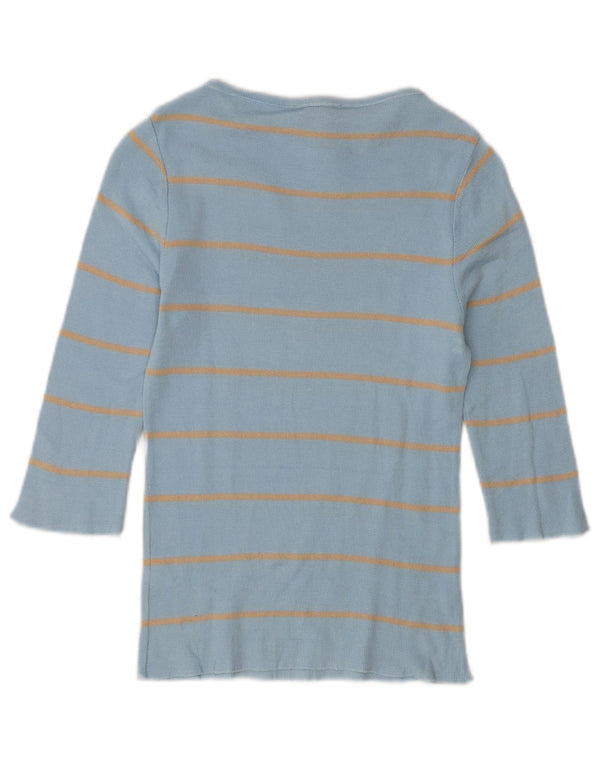Damski top Trussardi z rękawem 3/4, UK 8, małe, niebieskie paski, bawełniane