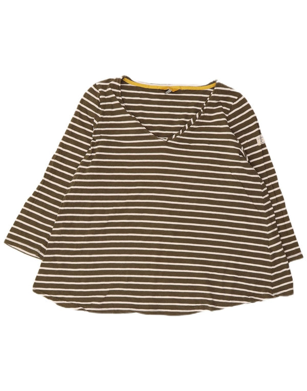 Damski top Joules Regular z rękawem 3/4, UK 16, duża bawełna w paski khaki