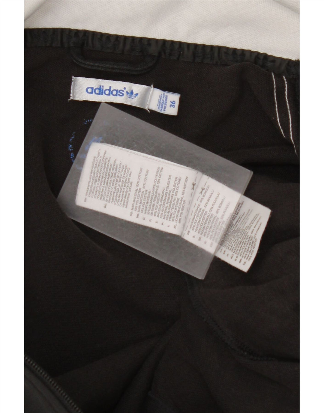 Damska kurtka dresowa ADIDAS EU 36, mała czarna, bawełniana w bloki kolorów