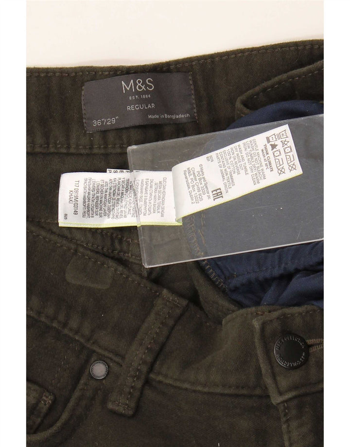 Marks & Spencer Męskie proste dżinsy o regularnym kroju W36 L29, bawełna khaki