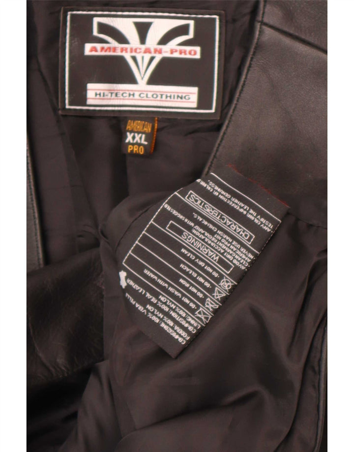 Vintage męska skórzana kamizelka 2XL czarna
